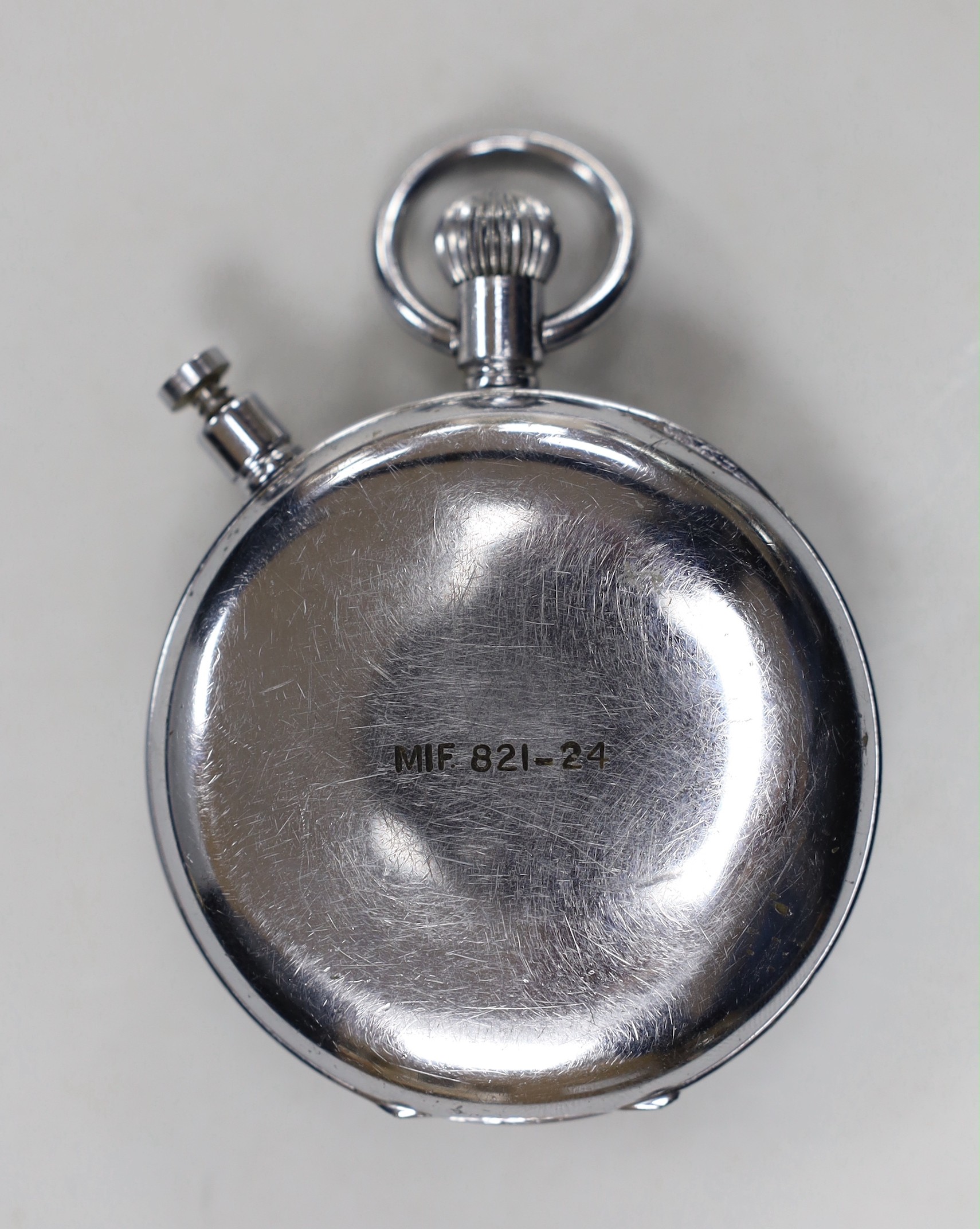 A mid 20th century? chromium cased Lemonia Nero stop watch, retailed by Camerer Cuss & Co, London, case diameter 64mm(a.f.).